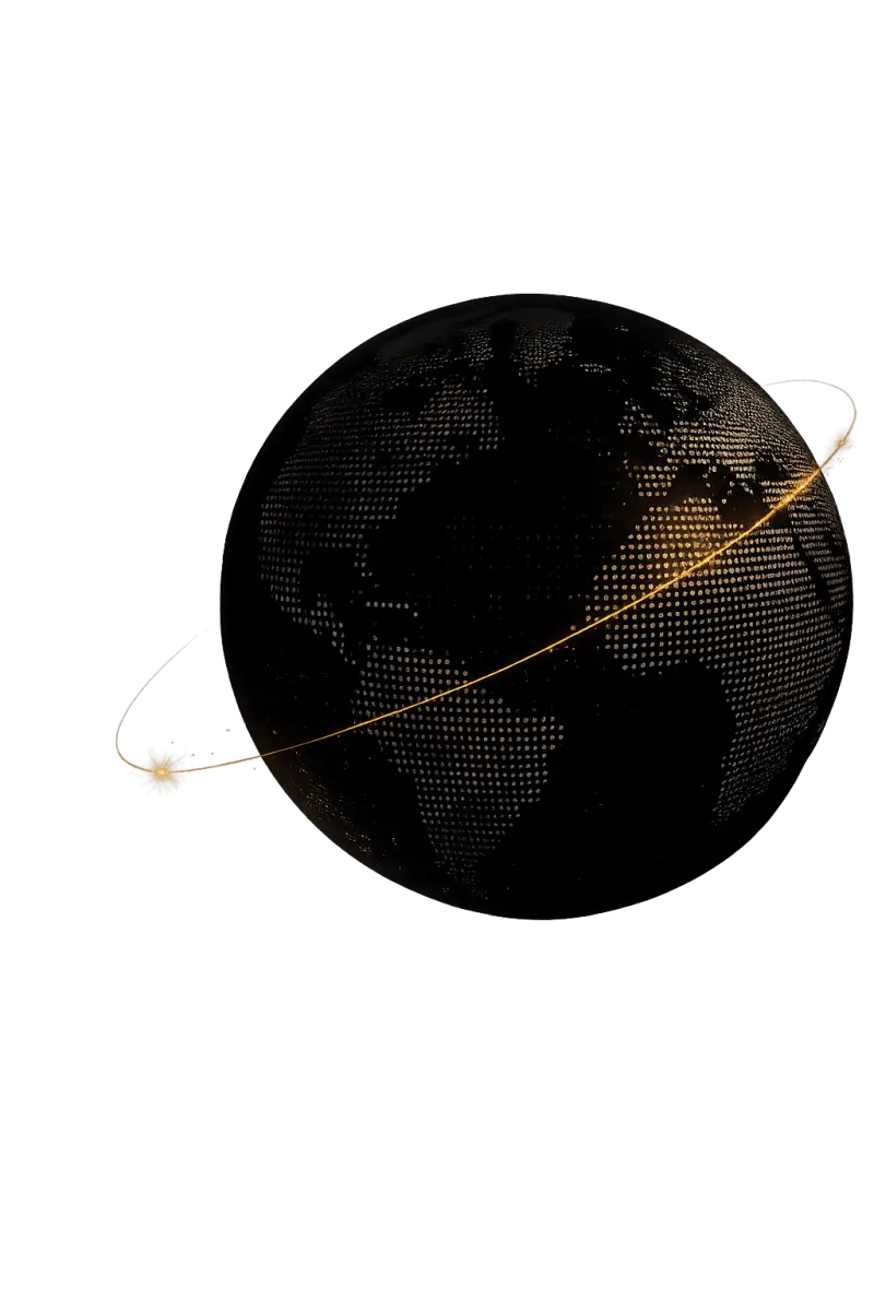 Planet Earth with a golden orbit representing global tokenized markets